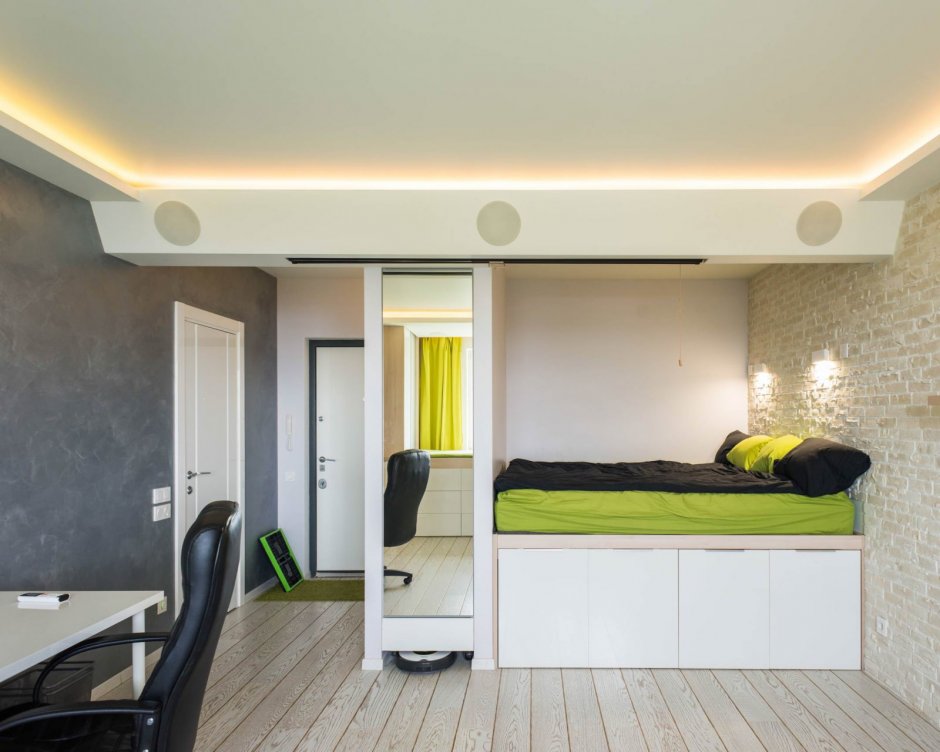 Кровать подиум в однокомнатной квартире