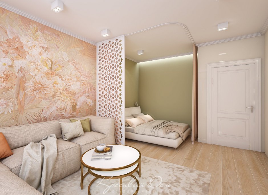 Интерьер однокомнатной квартиры 35 кв м в розовых тонах фотографиях