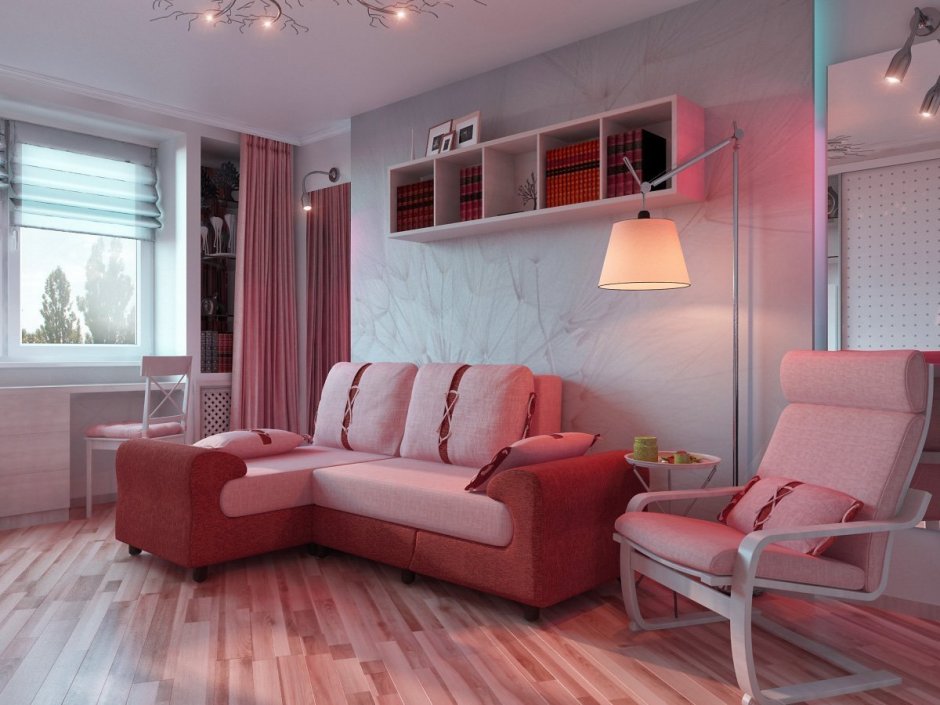 Угловой диван в интерьере однокомнатной квартиры