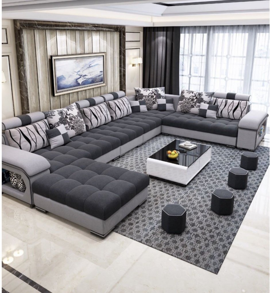 Большой п-образный диван для гостиной
