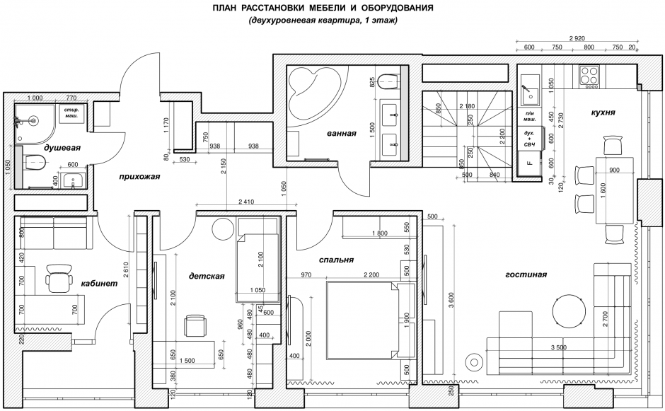 План расстановки мебели в двухкомнатной квартире