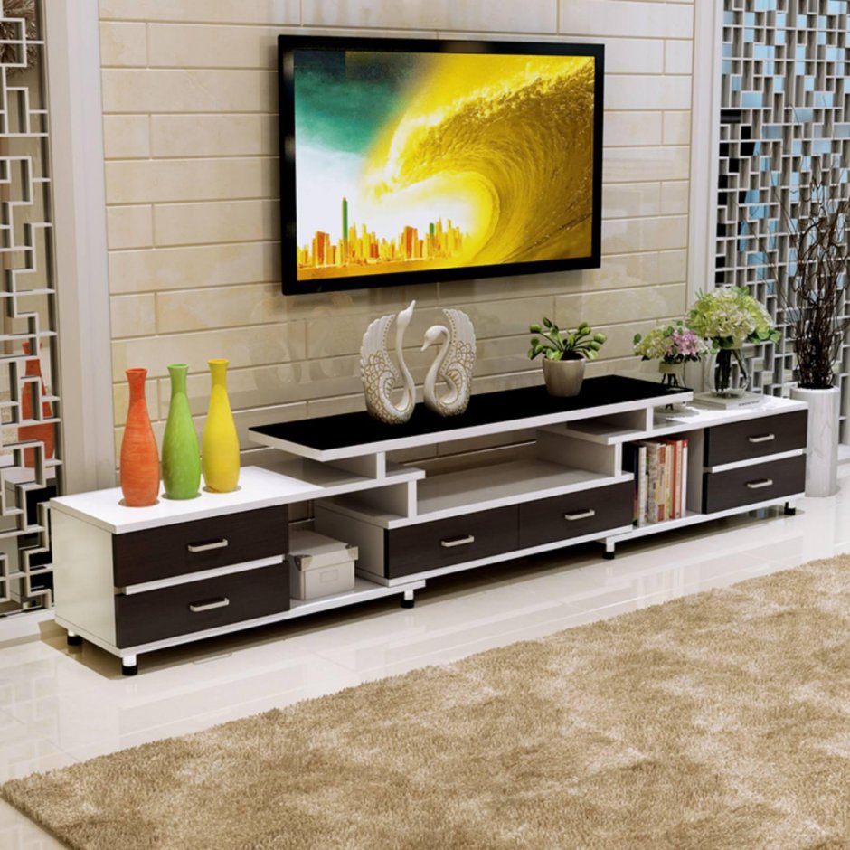 стильная тумба под телевизор в гостиную в современном стиле
