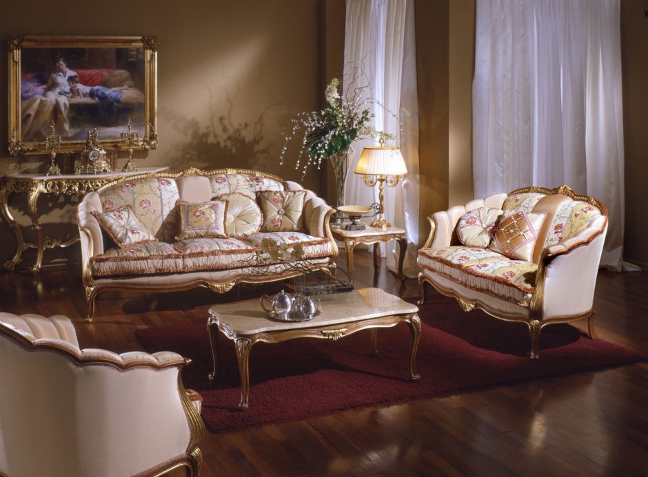 Мягкая мебель в интерьере гостиной классика