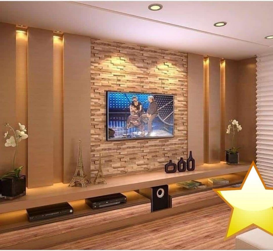 Телевизор на стене с подсветкой