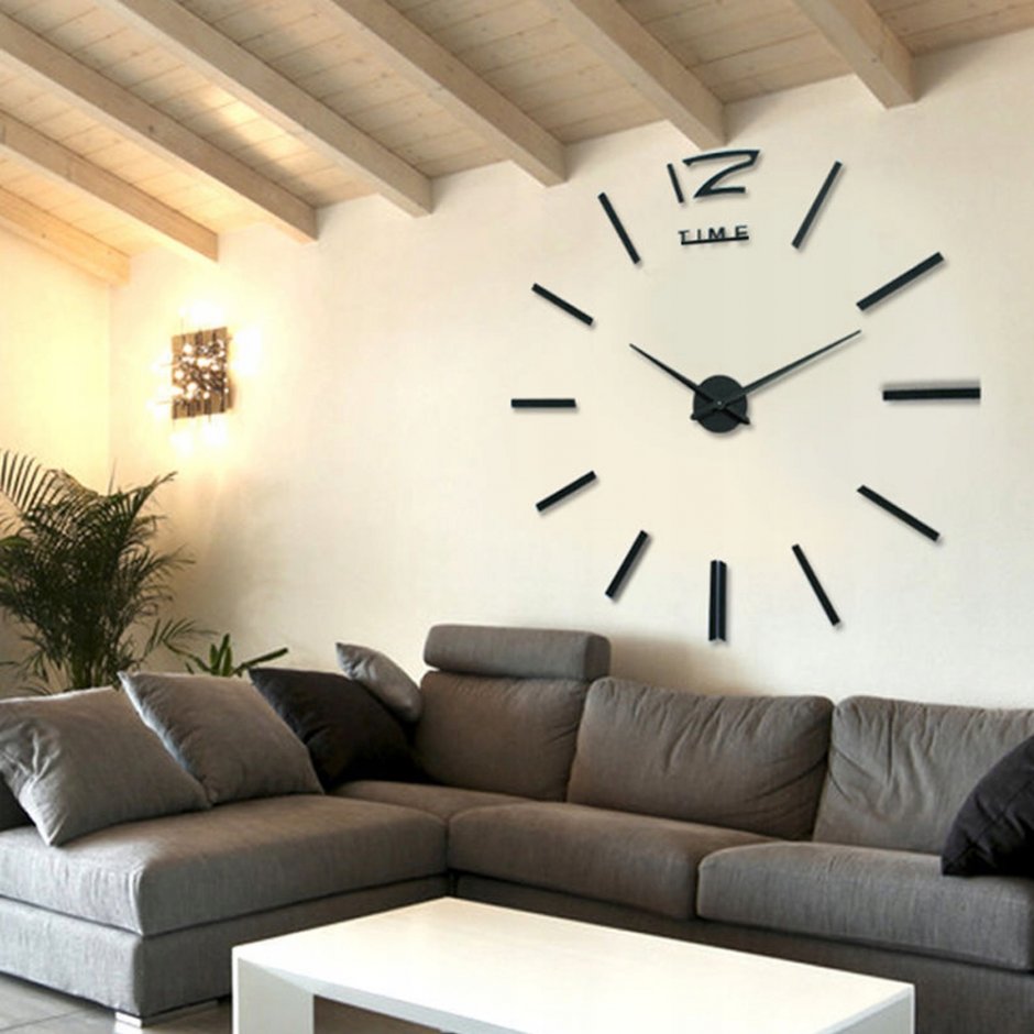 Часы над диваном в гостиной (35 фото)