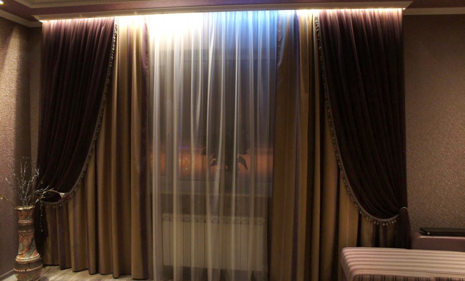 Тюль и ночные шторы для зала