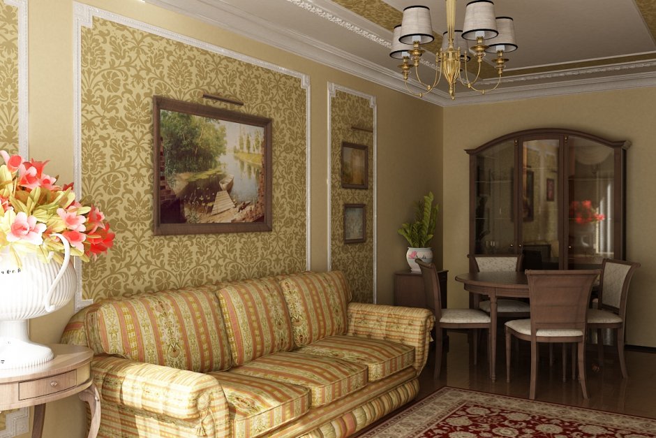 Картины в классическом интерьере гостиной