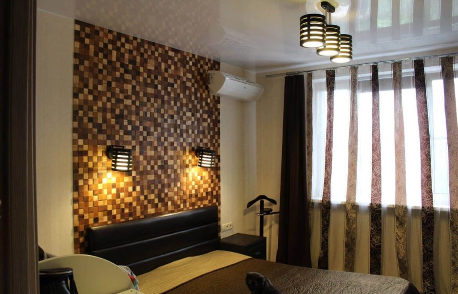 3д деревянная мозаика спальня