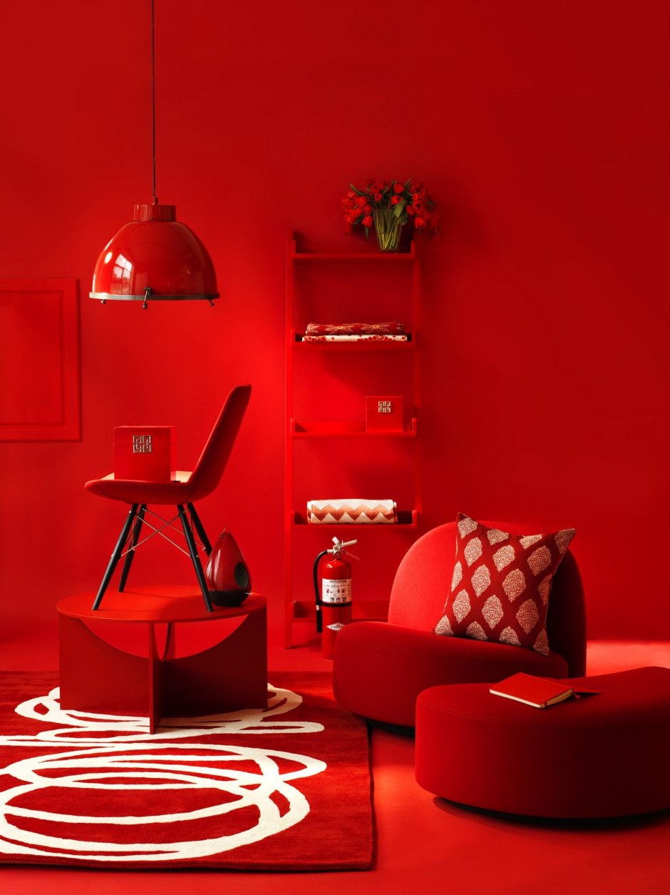Красные элементы декора в интерьере