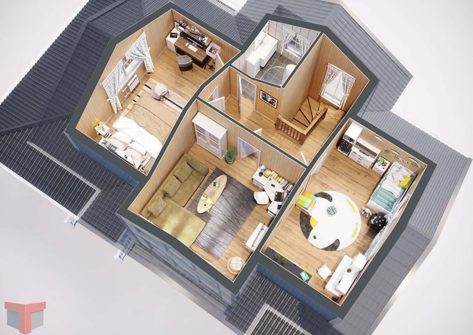 3d планировка коттеджа