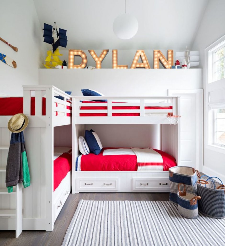 Детская комната с двухъярусной кроватью для двоих мальчиков