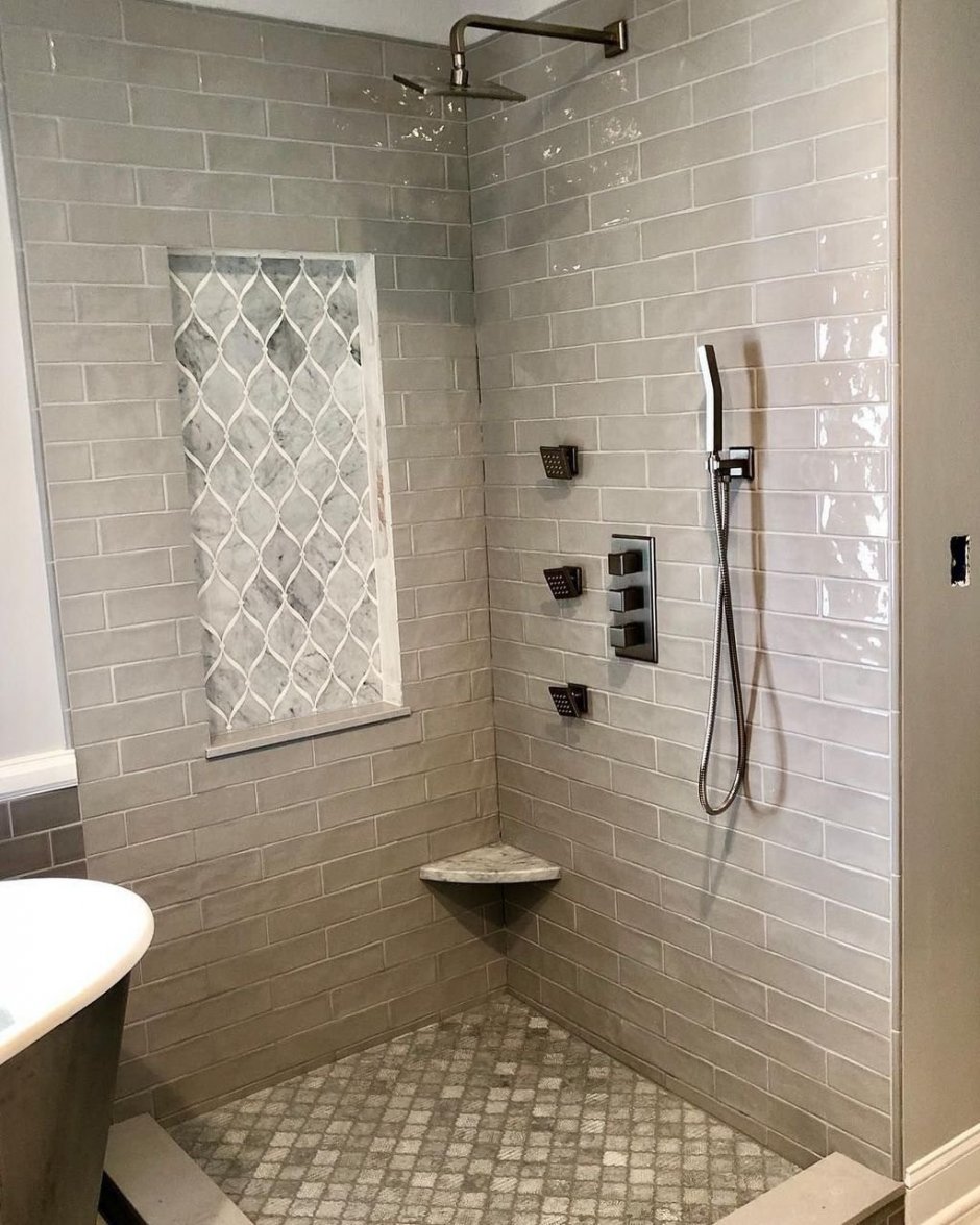 Ванная комната с душевой из плитки (65 фото)