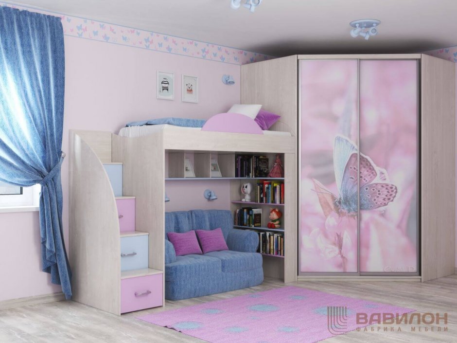 Шкаф в детскую комнату для девочки