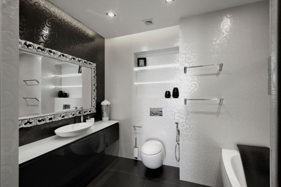 Ванная комната в черно белом стиле