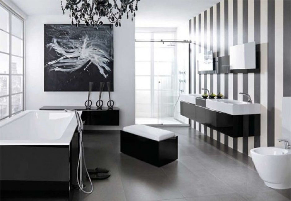 Ванная комната фото в черно белом цвете фото