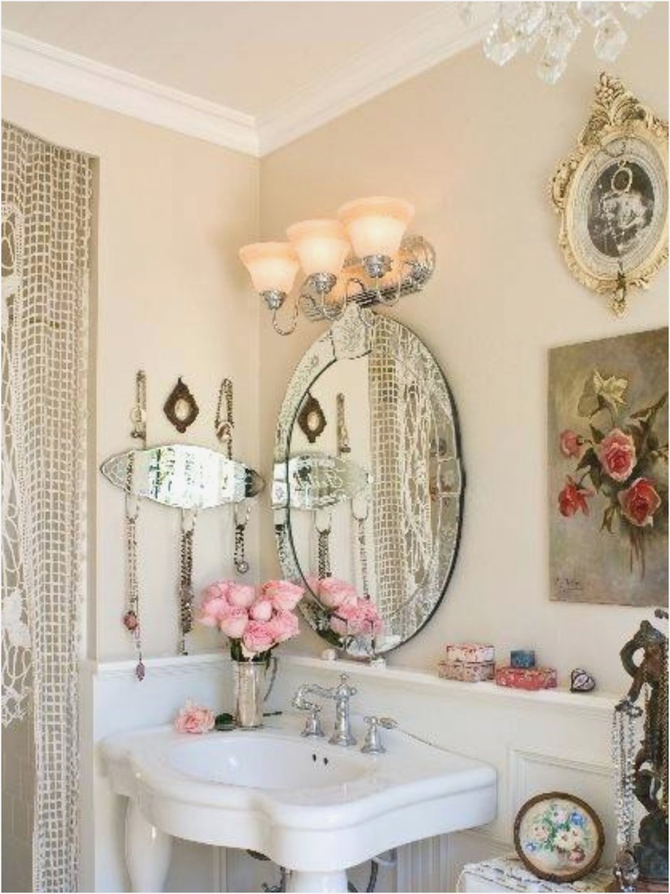 Декор ванной комнаты в стиле шебби Шик