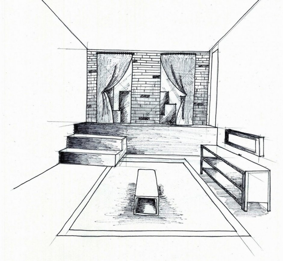 Рисование интерьера в перспективе