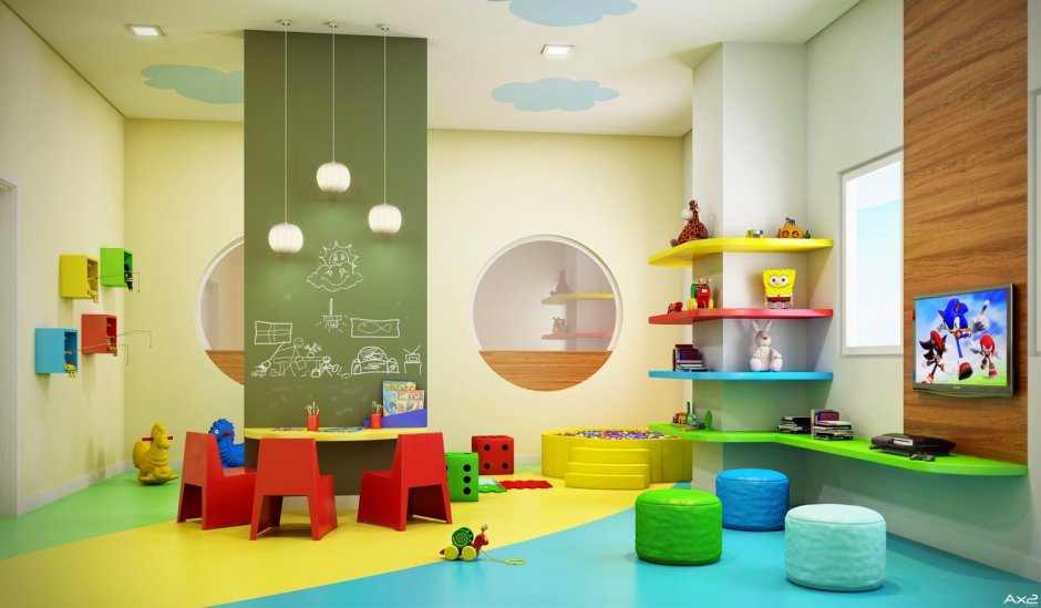 Современный интерьер для игровой комнаты в детском саду