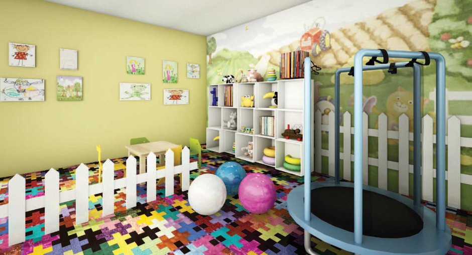Детская игровая комната в цокольном этаже