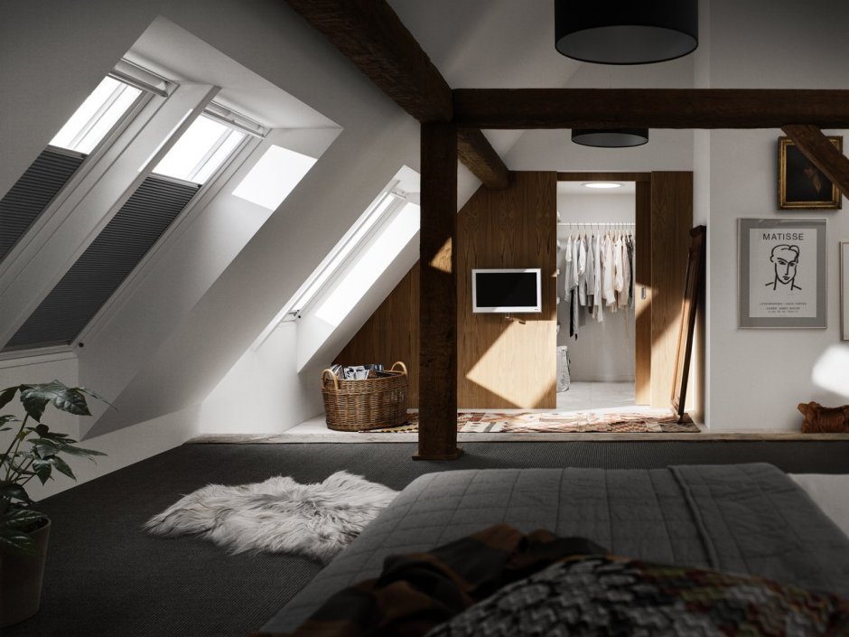 Большая комната на мансарде