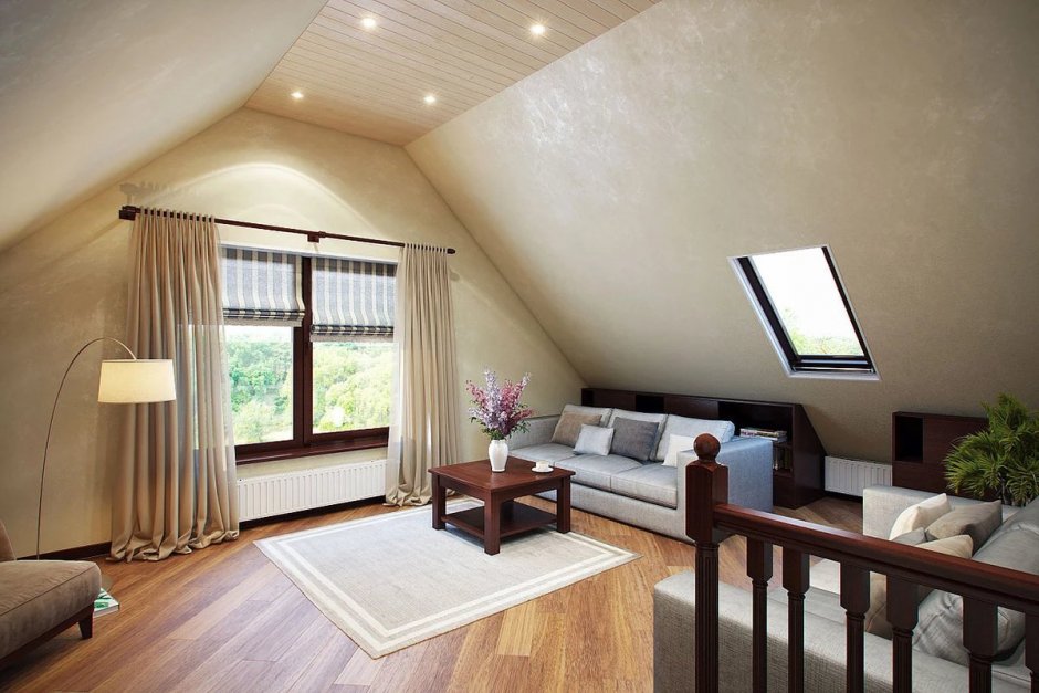 Отделка потолка ансарда