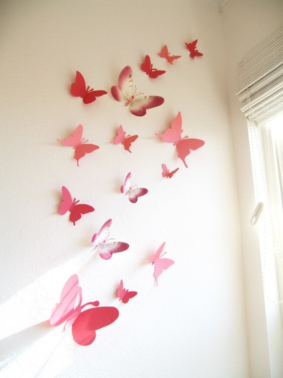 Декор из бабочек на стену