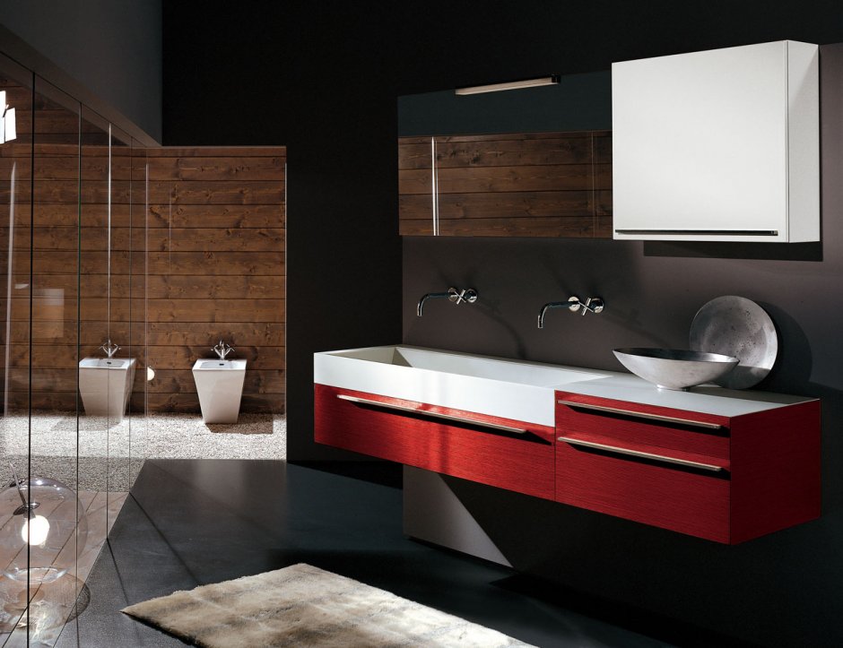 Темная дизайнерская мебель в ванную