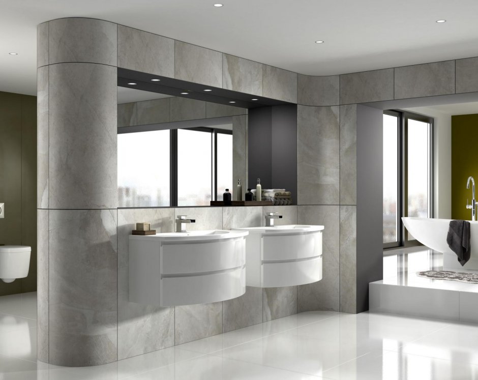 Современные интерьеры в ванных комнатах мебель
