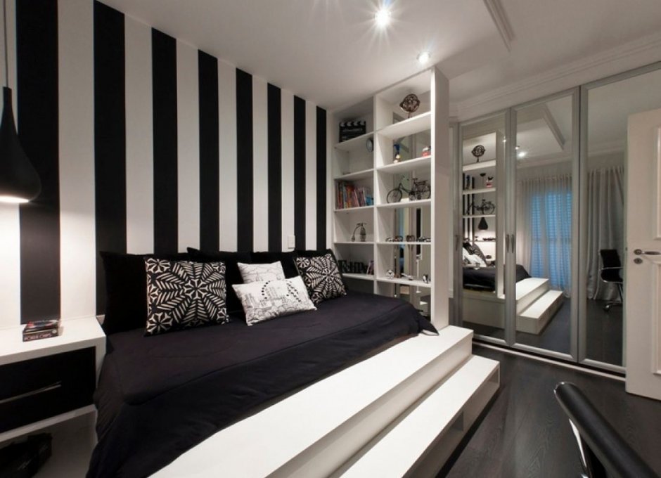 Комната в черно белом стиле
