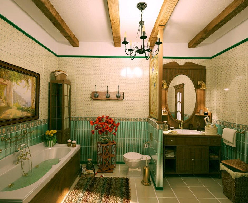 Ванные комнаты в стиле Кантри