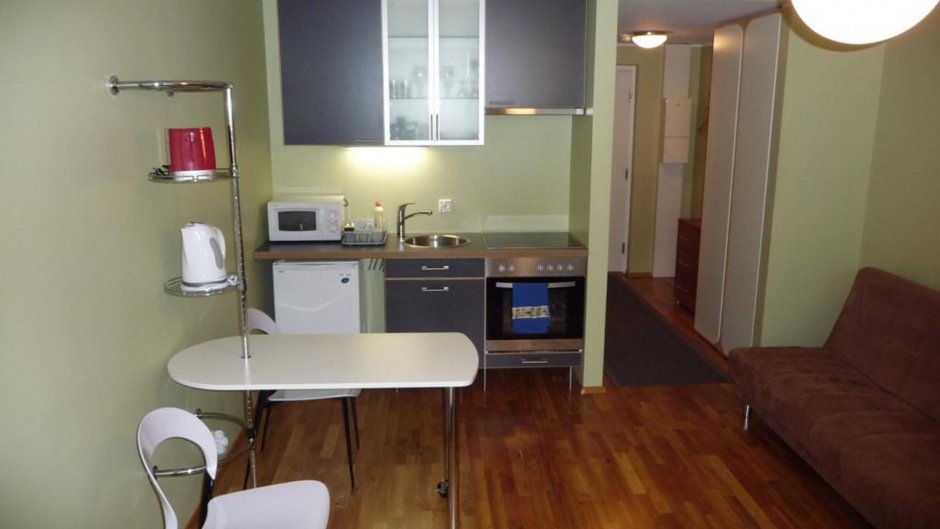 Комната студия с кухней маленькая в общежитии