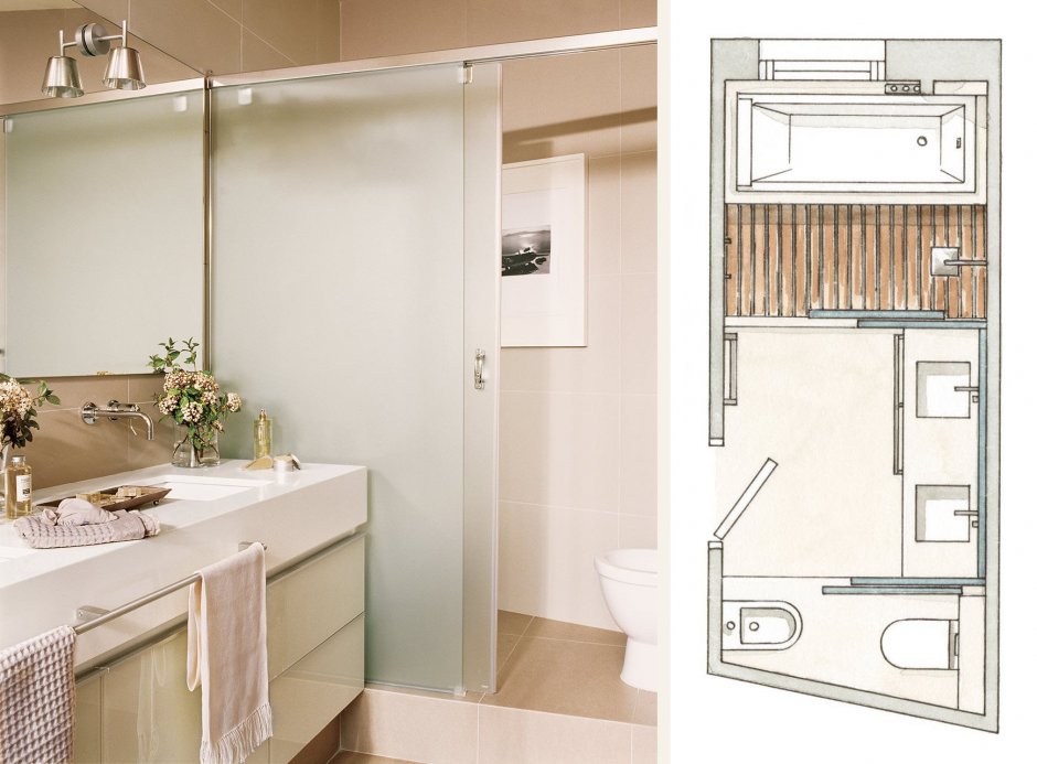 Дизайн проект маленькой ванной комнаты
