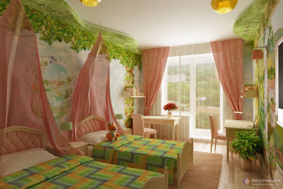 Детские комнаты для двоих с балконом