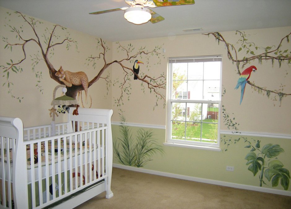 Разрисованные стены в детской