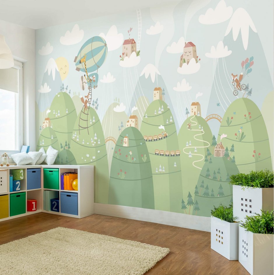 Роспись стен в детской комнате (61 фото)