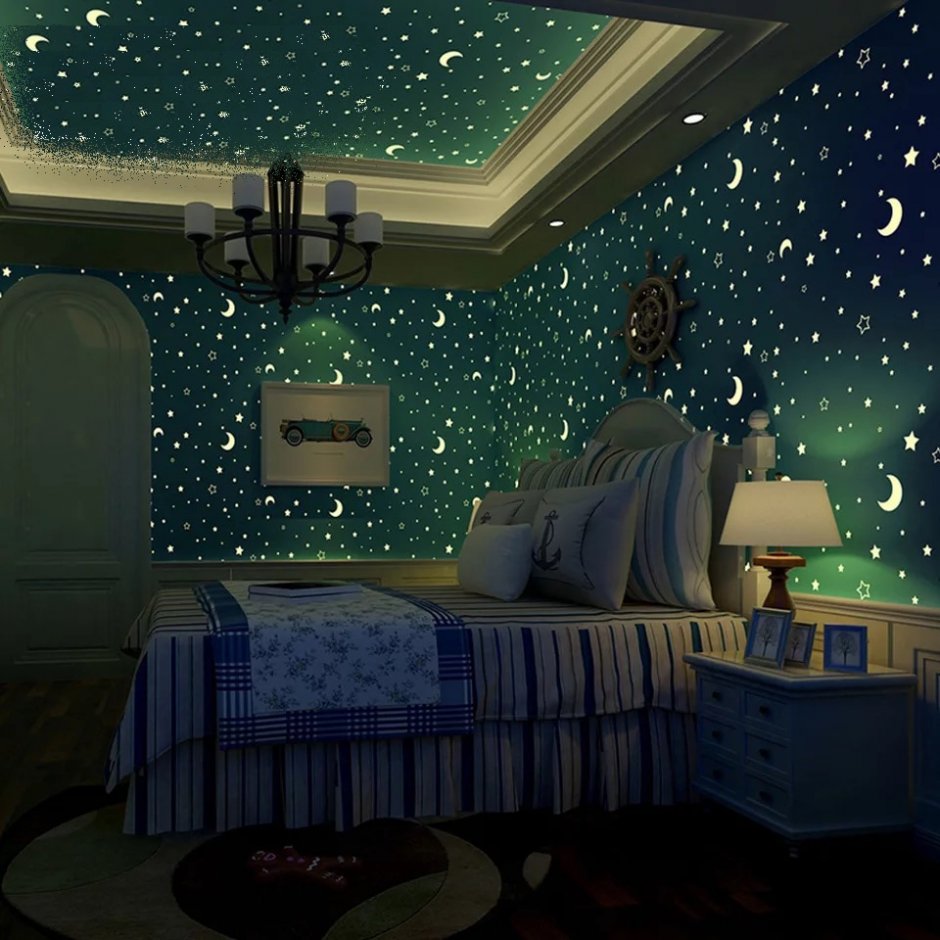 Потолок звездное небо в детской комнате