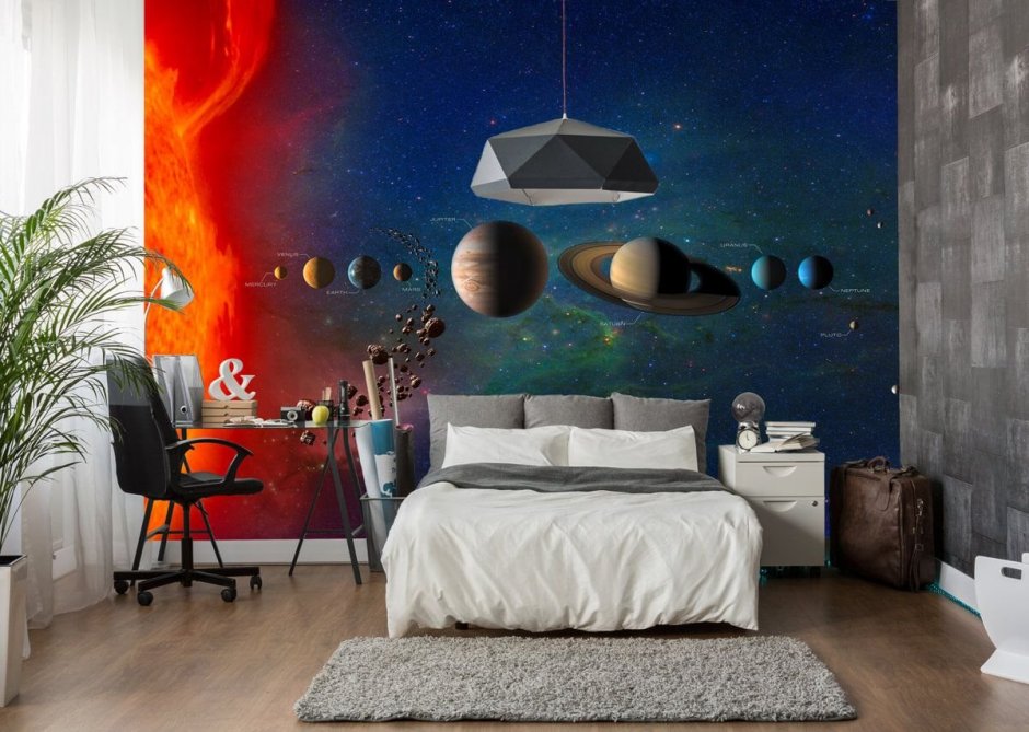 Космос в интерьере спальни