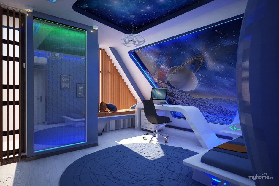 Комната для мальчика в стиле космического корабля