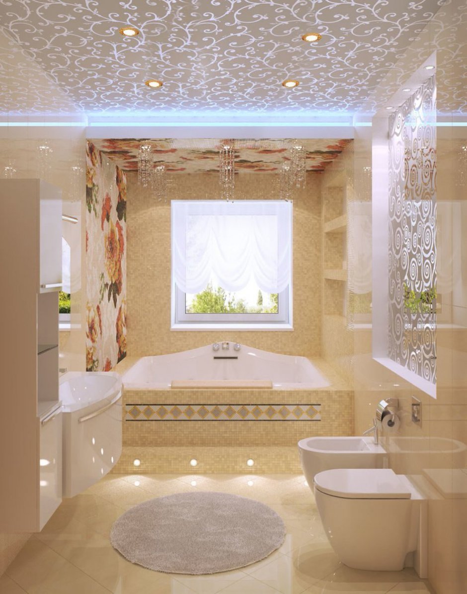 Необычный потолок в ванной
