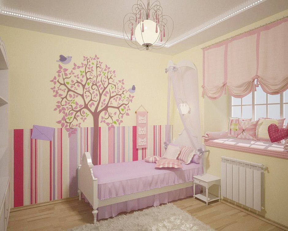 Детская комната для девочки с молдингами