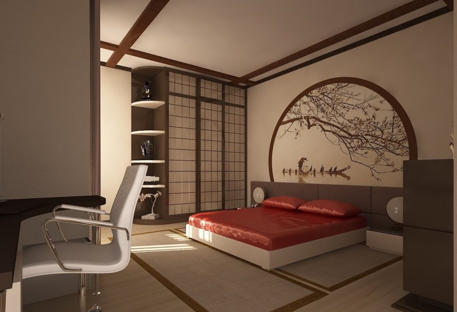 Спальные комнаты в японском стиле