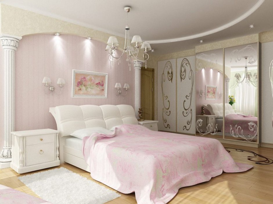 Красивые розовые спальни