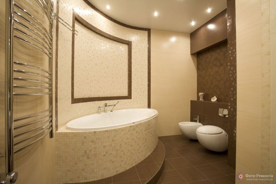 Бежевая ванна евроремонт
