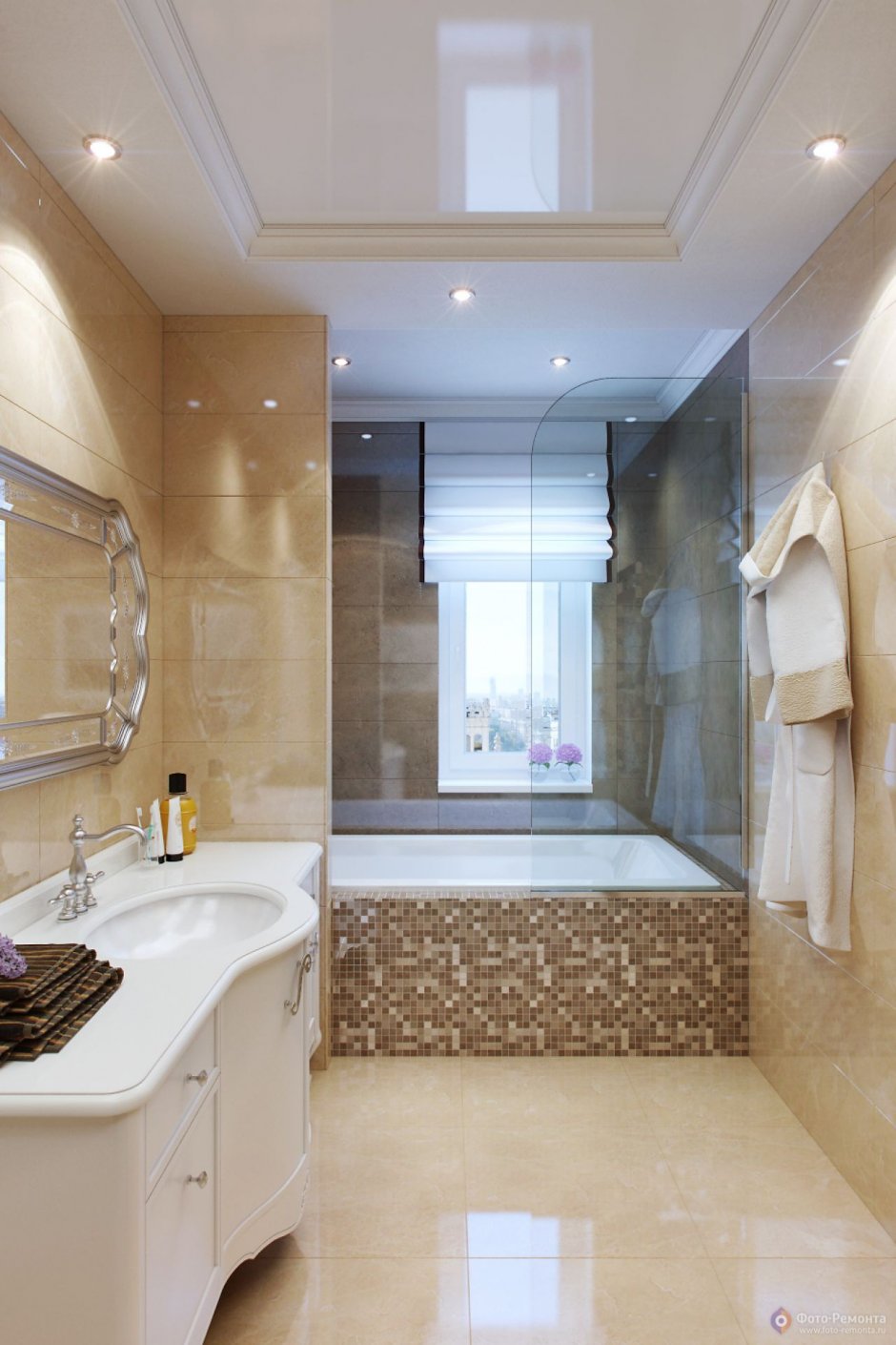 Ванная комната в бежевых тонах
