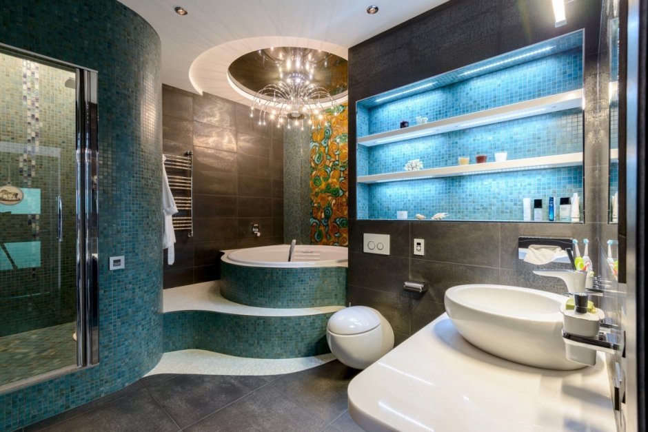 Круглая ванна в интерьере