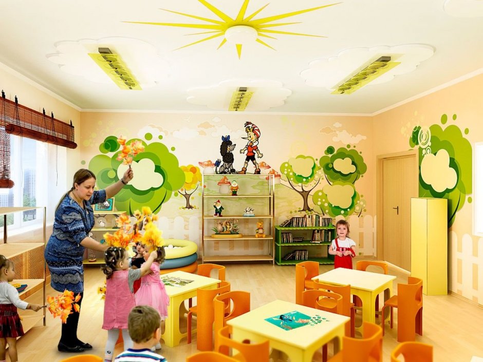 Интерьер детского центра зеленый