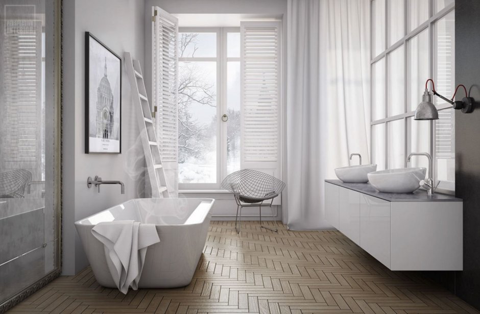 Скандинавский стиль в интерьере ванной комнаты