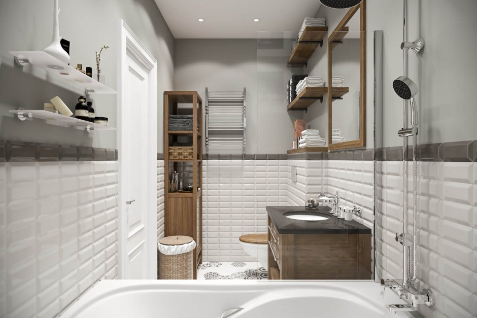 Скандинавский стиль в интерьере ванной комнаты (64 фото)