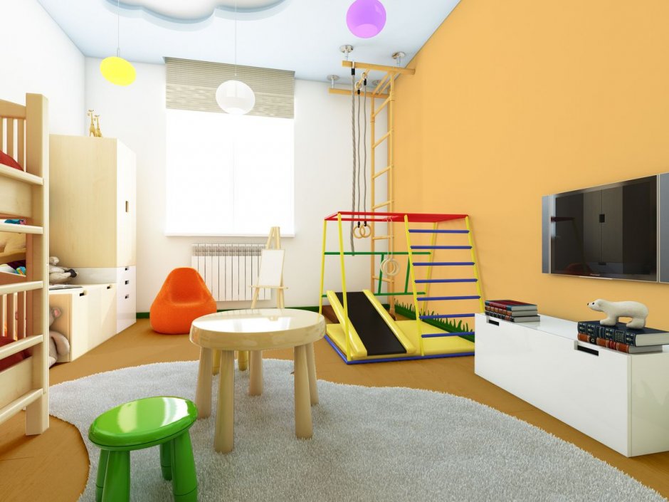 Интерьер детской игровой комнаты в квартире