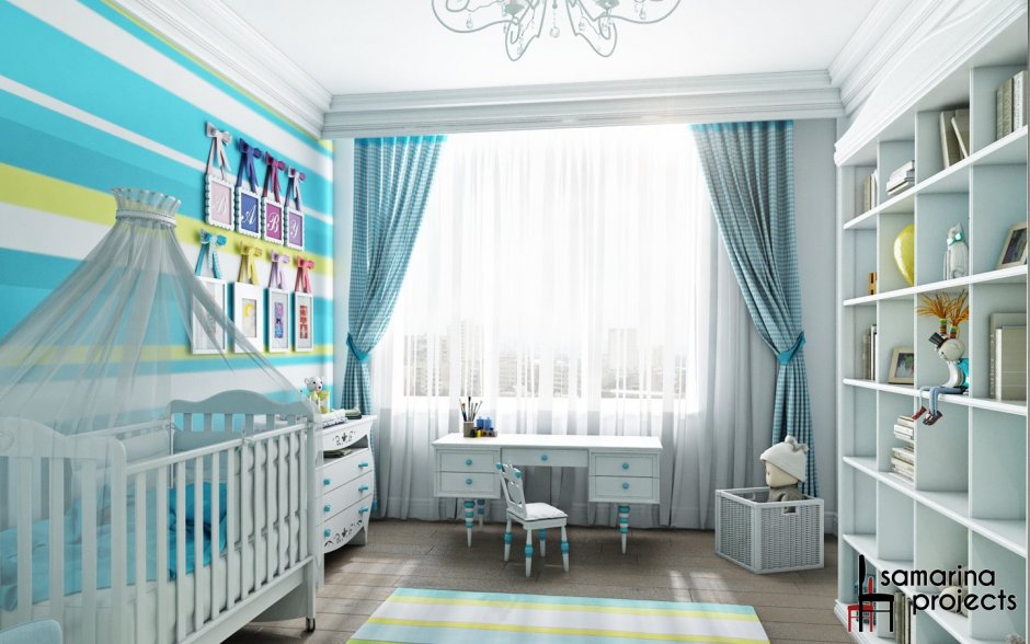Спальня для малыша в серо- голубом